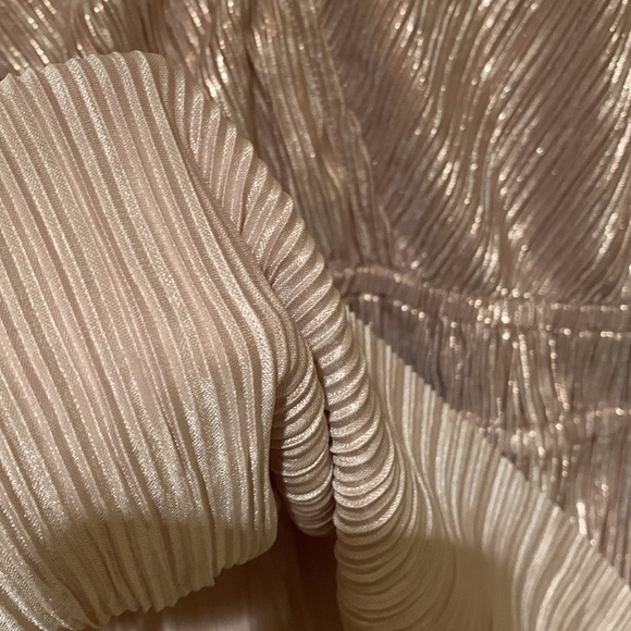 Abercrombie and Fitch Metallic Rose Gold Pleated Wrap Top Blouse Size Small used - Picture 9 of 15